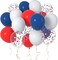 12 Inch Red White and Navy Blue Balloons,Navy Blue and Red Confetti Latex Balloons Party Decorations Supplies,Pack of 50